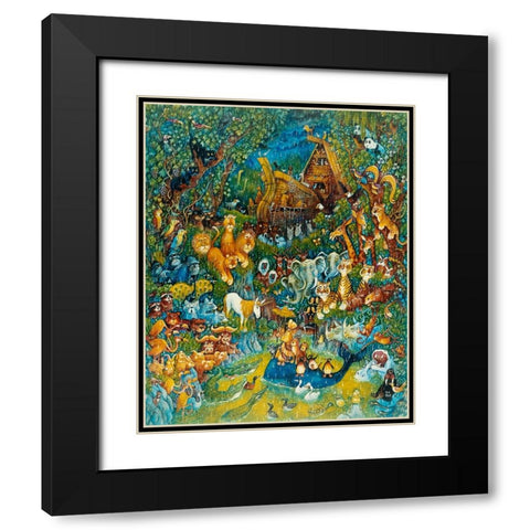 Noah And The Last Unicorn Black Modern Wood Framed Art Print with Double Matting by Bell, Bill