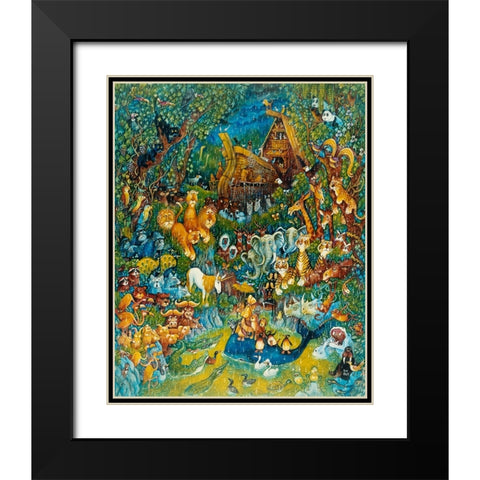 Noah And The Last Unicorn Black Modern Wood Framed Art Print with Double Matting by Bell, Bill