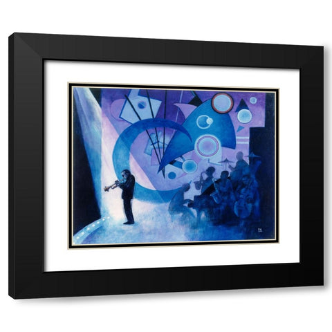 Miles/ Kinda Blue Black Modern Wood Framed Art Print with Double Matting by Bell, Bill