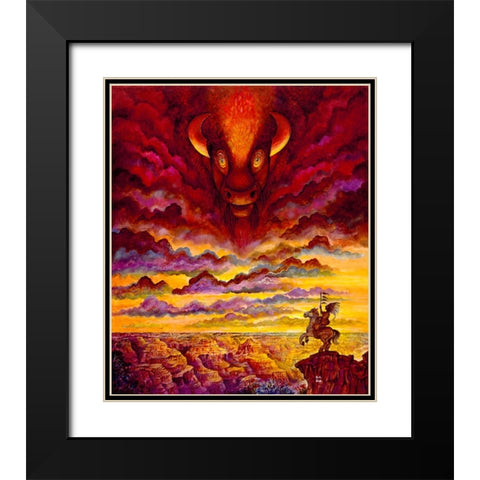 Raging Buffalo Black Modern Wood Framed Art Print with Double Matting by Bell, Bill