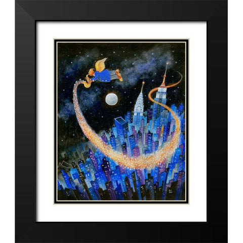 How High The Moon (Bird) Black Modern Wood Framed Art Print with Double Matting by Bell, Bill