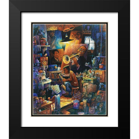 Duet Black Modern Wood Framed Art Print with Double Matting by Bell, Bill