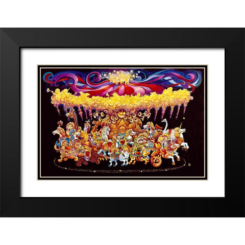 Velvet Carousel Black Modern Wood Framed Art Print with Double Matting by Bell, Bill