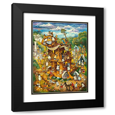 Trojan Cats Black Modern Wood Framed Art Print with Double Matting by Bell, Bill