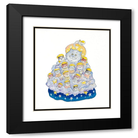 The Angel Cats Black Modern Wood Framed Art Print with Double Matting by Bell, Bill