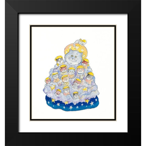 The Angel Cats Black Modern Wood Framed Art Print with Double Matting by Bell, Bill