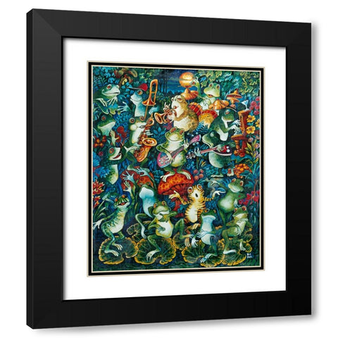 Moon Music Black Modern Wood Framed Art Print with Double Matting by Bell, Bill