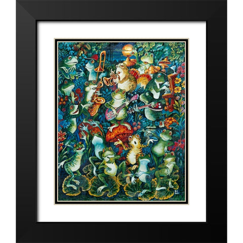 Moon Music Black Modern Wood Framed Art Print with Double Matting by Bell, Bill