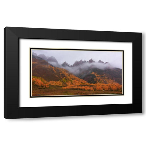 A Walk In The Autumn Mist Black Modern Wood Framed Art Print with Double Matting by Sherrell, Bill