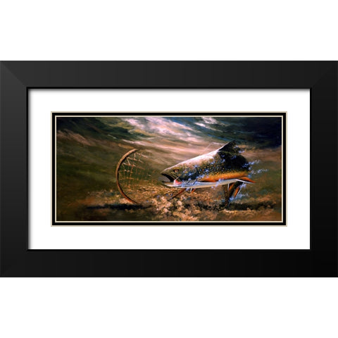 Nothing But Net - Brook Trout Black Modern Wood Framed Art Print with Double Matting by Langton, Bruce
