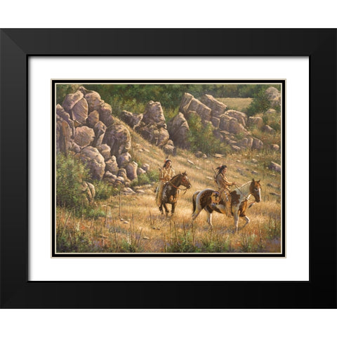 Warriors Through The Pass Black Modern Wood Framed Art Print with Double Matting by Langton, Bruce
