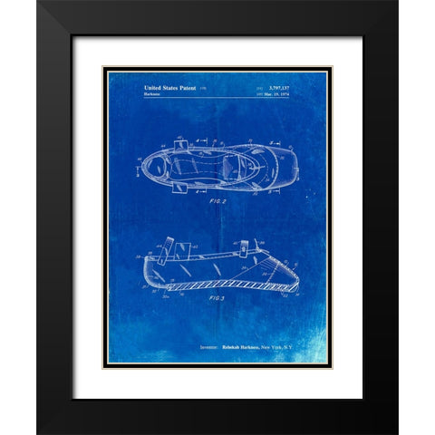 PP267-Faded Blueprint Ballet Slipper Patent Poster Black Modern Wood Framed Art Print with Double Matting by Borders, Cole