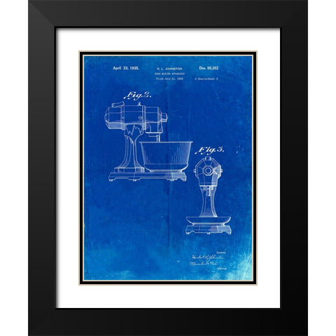 PP337-Faded Blueprint KitchenAid Mixer Patent Poster Black Modern Wood Framed Art Print with Double Matting by Borders, Cole