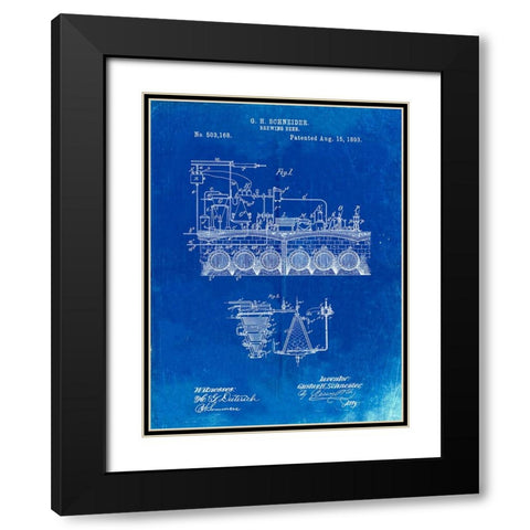 PP728-Faded Blueprint Beer Brewing Science 1893 Patent Poster Black Modern Wood Framed Art Print with Double Matting by Borders, Cole