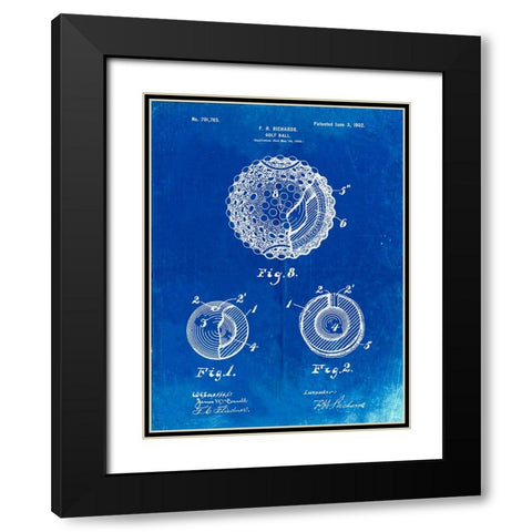 PP856-Faded Blueprint Golf Ball 1902 Patent Poster Black Modern Wood Framed Art Print with Double Matting by Borders, Cole
