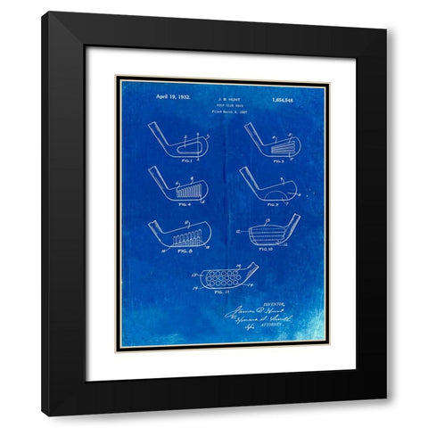 PP857-Faded Blueprint Golf Club Head Patent Poster Black Modern Wood Framed Art Print with Double Matting by Borders, Cole