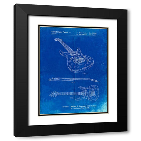 PP888-Faded Blueprint Ibanez Pro 540RBB Electric Guitar Patent Poster Black Modern Wood Framed Art Print with Double Matting by Borders, Cole