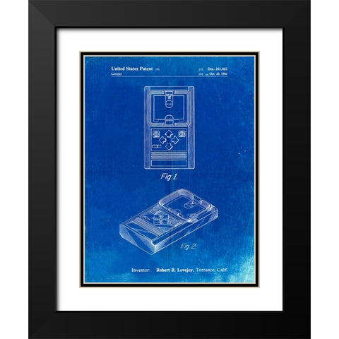 PP950-Faded Blueprint Mattel Electronic Basketball Game Patent Poster Black Modern Wood Framed Art Print with Double Matting by Borders, Cole