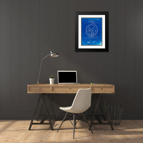 PP1035-Faded Blueprint Singer Sewing Machine Patent Poster Black Modern Wood Framed Art Print with Double Matting by Borders, Cole