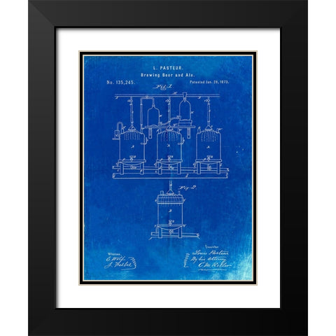 PP80-Faded Blueprint Brewing Beer And Ale Poster Black Modern Wood Framed Art Print with Double Matting by Borders, Cole