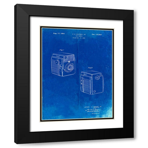 PP300-Faded Blueprint Kodak Brownie Bullseye 1954 Patent Poster Black Modern Wood Framed Art Print with Double Matting by Borders, Cole