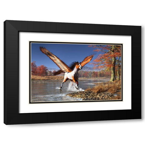 Autumn Pegasus Black Modern Wood Framed Art Print with Double Matting by Eskridge, Daniel