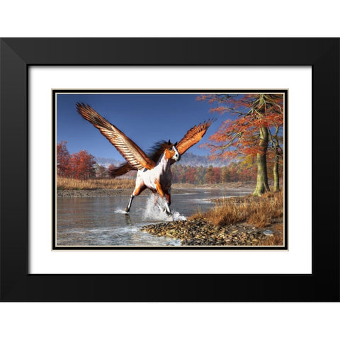 Autumn Pegasus Black Modern Wood Framed Art Print with Double Matting by Eskridge, Daniel