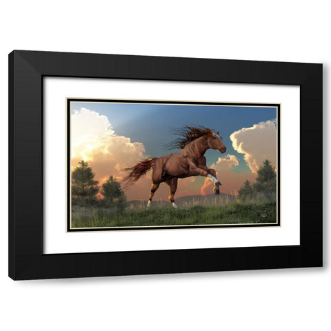 Running Free Black Modern Wood Framed Art Print with Double Matting by Eskridge, Daniel