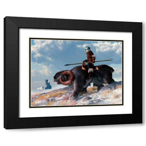 Winter Warrior Black Modern Wood Framed Art Print with Double Matting by Eskridge, Daniel