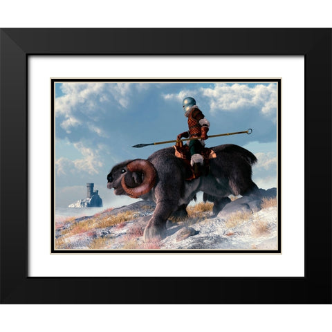 Winter Warrior Black Modern Wood Framed Art Print with Double Matting by Eskridge, Daniel