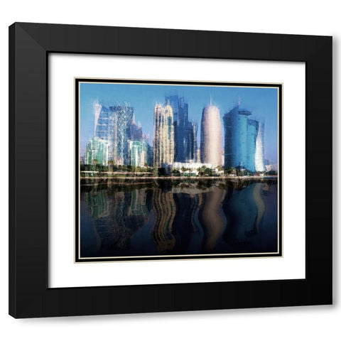 City of the Future Black Modern Wood Framed Art Print with Double Matting by Manlove, David