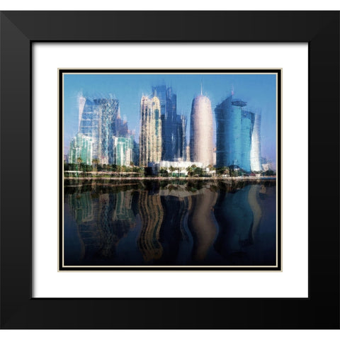 City of the Future Black Modern Wood Framed Art Print with Double Matting by Manlove, David
