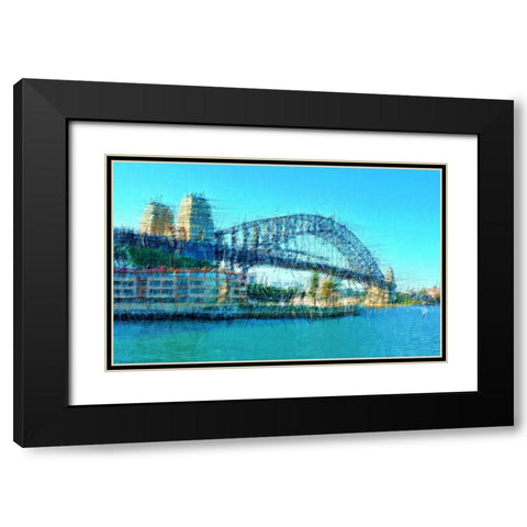 Sydney Harbour Bridge Black Modern Wood Framed Art Print with Double Matting by Manlove, David