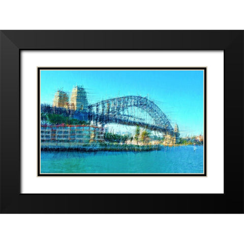 Sydney Harbour Bridge Black Modern Wood Framed Art Print with Double Matting by Manlove, David