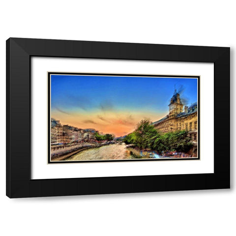 River Seine A Black Modern Wood Framed Art Print with Double Matting by Manlove, David