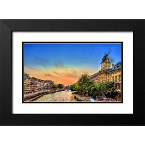 River Seine A Black Modern Wood Framed Art Print with Double Matting by Manlove, David
