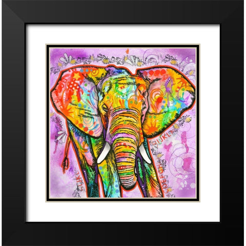 Elephant Black Modern Wood Framed Art Print with Double Matting by Dean Russo Collection
