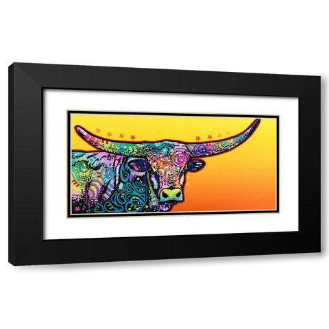 Longhorn Black Modern Wood Framed Art Print with Double Matting by Dean Russo Collection