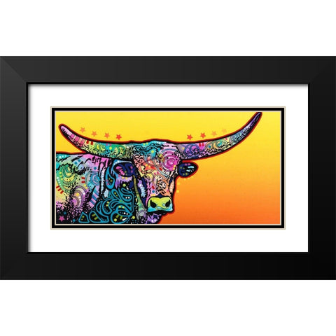 Longhorn Black Modern Wood Framed Art Print with Double Matting by Dean Russo Collection