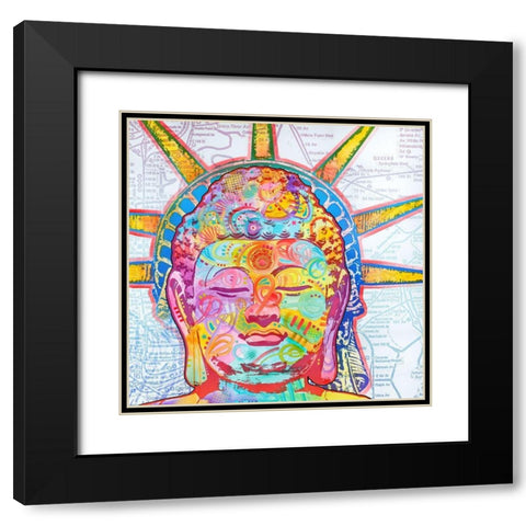 Buddha Liberty Black Modern Wood Framed Art Print with Double Matting by Dean Russo Collection