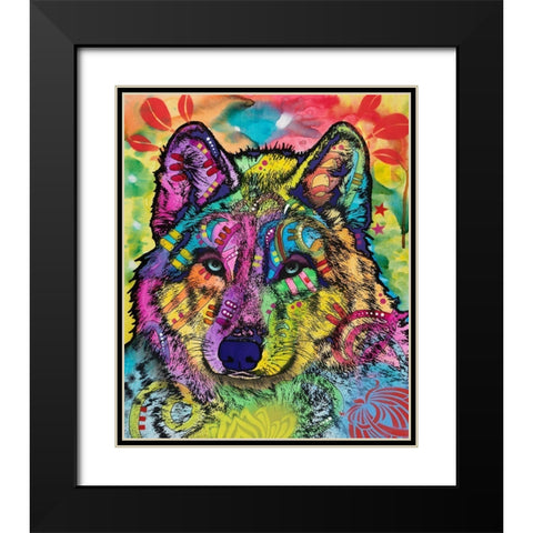 The Stare of the wolf Black Modern Wood Framed Art Print with Double Matting by Dean Russo Collection