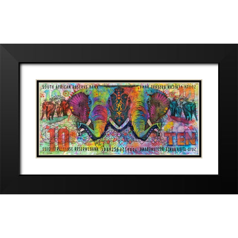 Elephants Black Modern Wood Framed Art Print with Double Matting by Dean Russo Collection