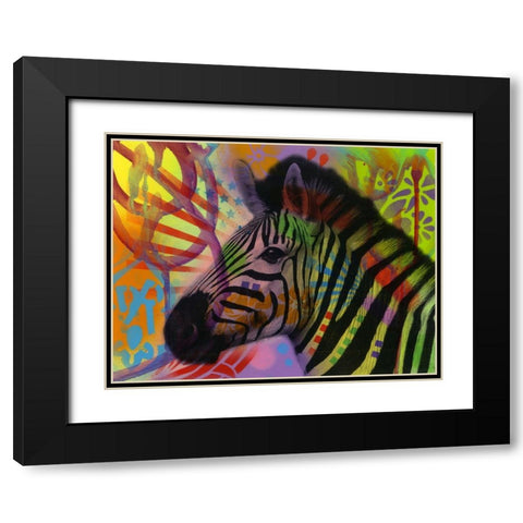 Zebra Black Modern Wood Framed Art Print with Double Matting by Dean Russo Collection