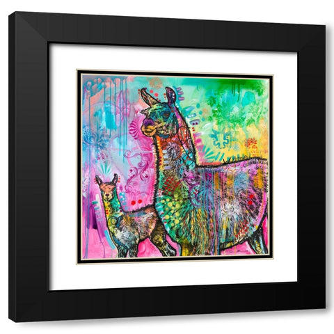Psychedelic Llama Black Modern Wood Framed Art Print with Double Matting by Dean Russo Collection