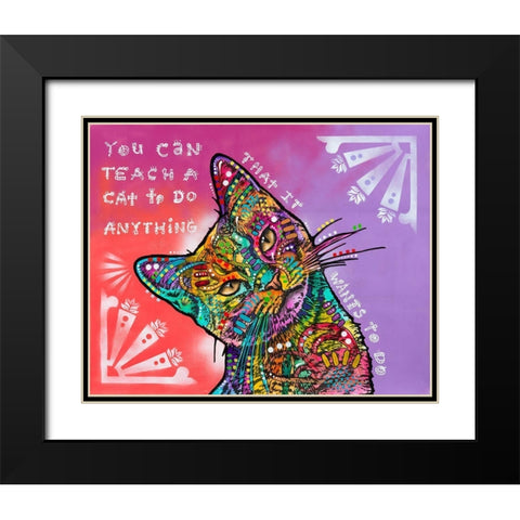 You can teach a cat Black Modern Wood Framed Art Print with Double Matting by Dean Russo Collection