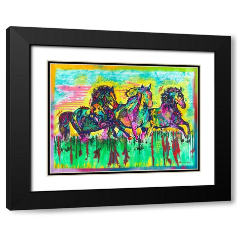 Three Horses Black Modern Wood Framed Art Print with Double Matting by Dean Russo Collection