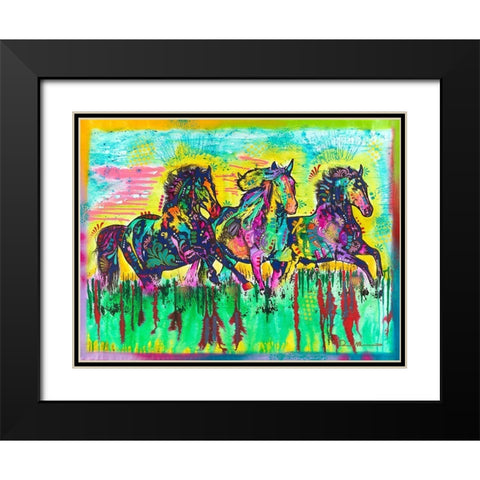 Three Horses Black Modern Wood Framed Art Print with Double Matting by Dean Russo Collection