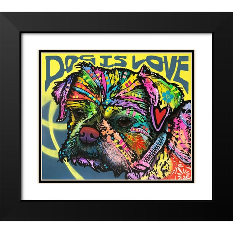 Dog Is Love (Heart) Black Modern Wood Framed Art Print with Double Matting by Dean Russo Collection