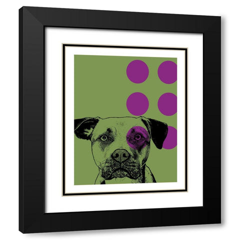 Spot Green Black Modern Wood Framed Art Print with Double Matting by Dean Russo Collection