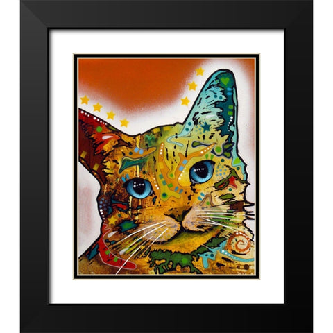Tilt Cat Earth Tone Black Modern Wood Framed Art Print with Double Matting by Dean Russo Collection
